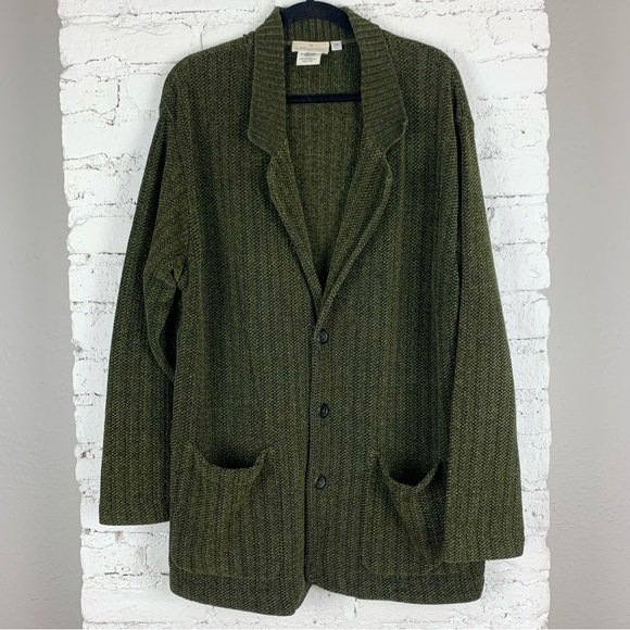 Ermenegildo Zegna Chenille Wool Green Button Blazer Cardigan Sweater Coat 52/L - Picture 1 of 9